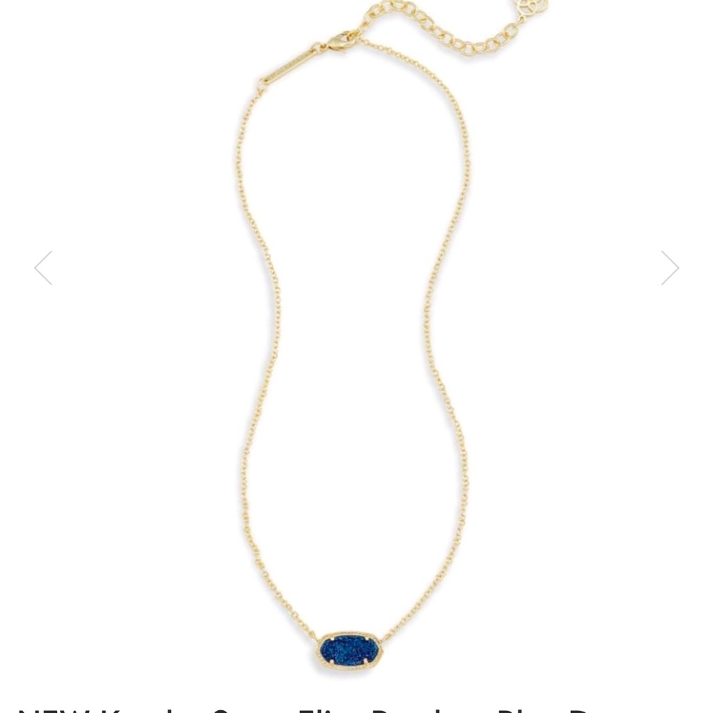 NWT Kendra Scott Retired Elisa Necklace Blue Sparkly Drusy & Yellow Gold GORG! - Picture 12 of 13